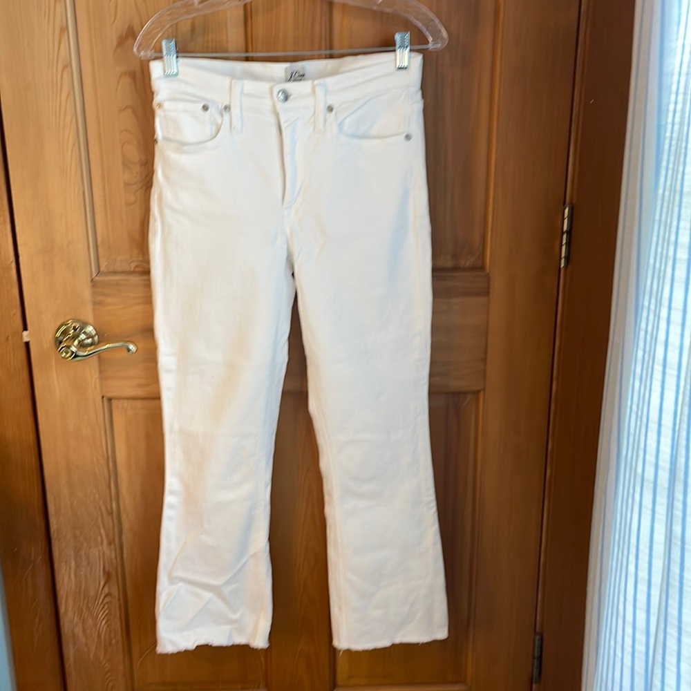 J. Crew Billie Demi Boot Crop White Jean Size 28 Rough Hem